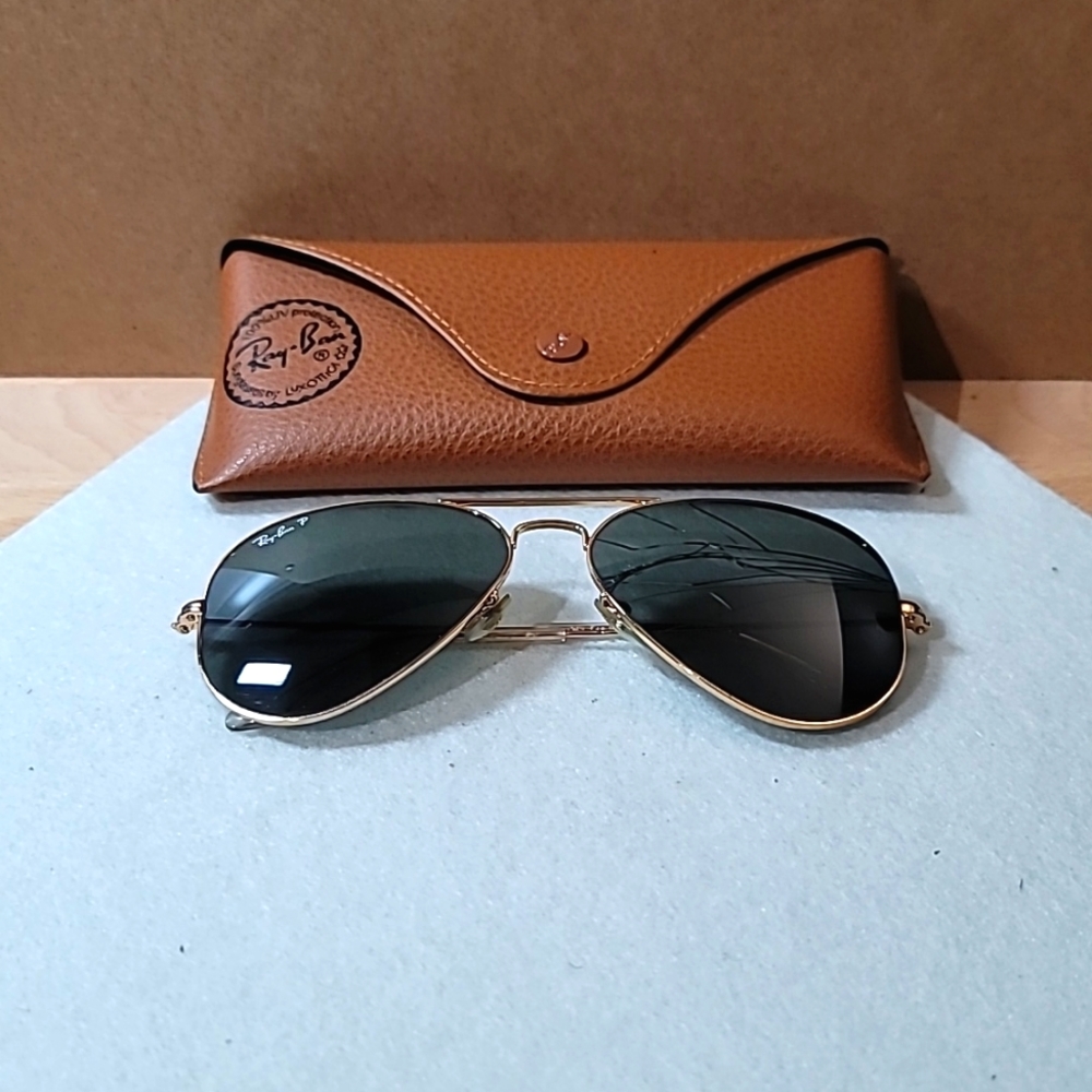 Ray-Ban Polarized Gold and Green Aviators